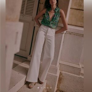 Sezane Davis Wide-Leg Pants in Ecru